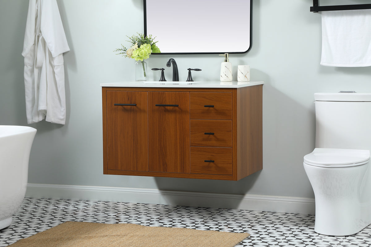 36 inch Single bathroom vanity in teak