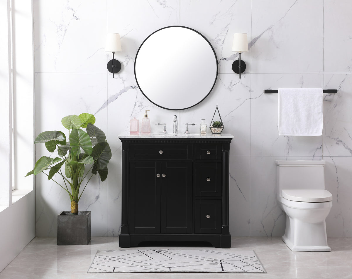 36 inch Single bathroom vanity set in black
