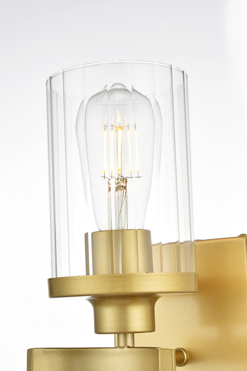 Saanvi 1 light Brass and Clear Bath Sconce