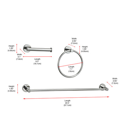 Alma 3-Piece Bathroom Hardware Set in Chrome