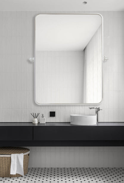 Soft corner pivot mirror 24x32 inch in silver