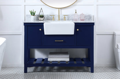 48 inch Single bathroom vanity in blue with backsplash