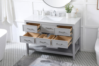 48 inch Single bathroom vanity in gray with backsplash