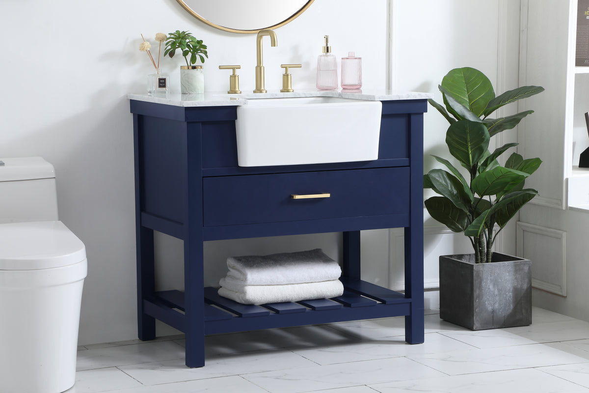 36 inch Single bathroom vanity in blue