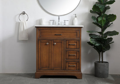 32 inch Single bathroom vanity in Teak