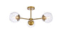 Briggs 26 inch flush mount in brass with clear shade