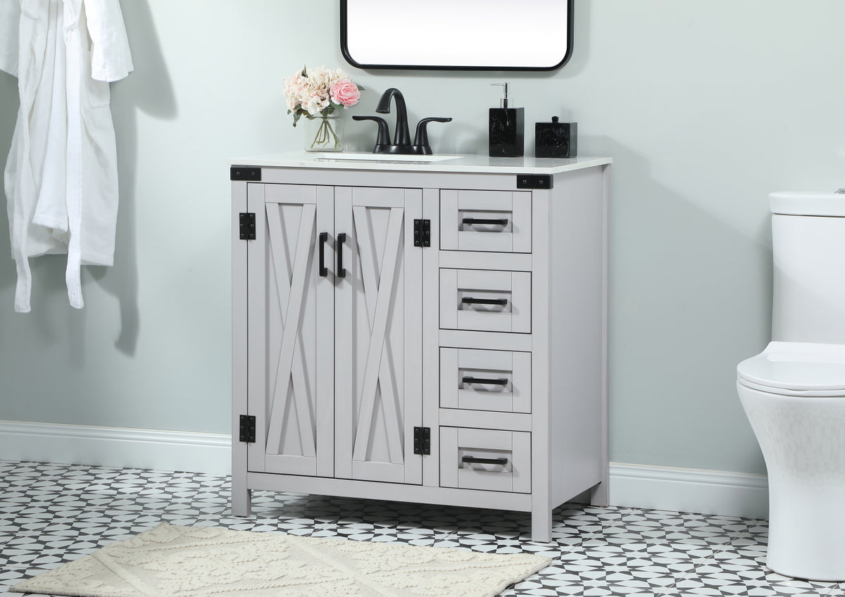 32 inch Single bathroom vanity in grey