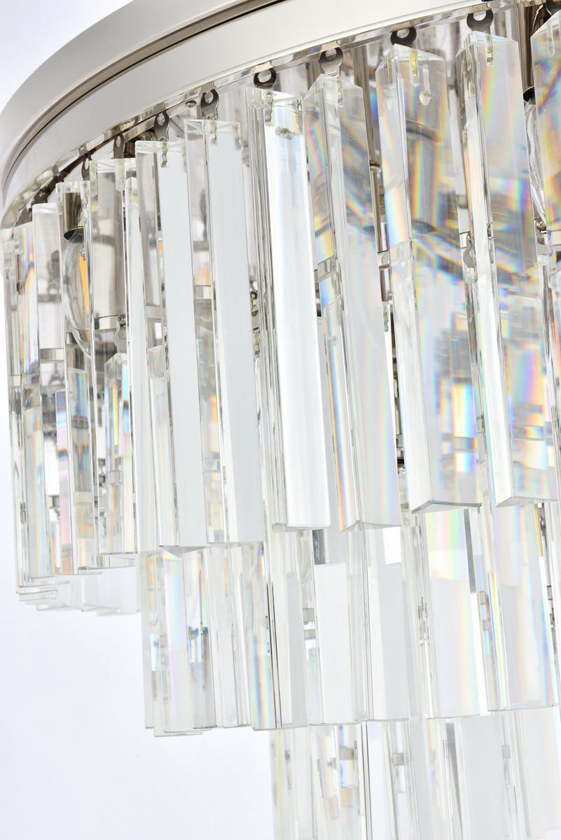 Sydney 17 light polished nickel Flush Mount Clear Royal Cut Crystal