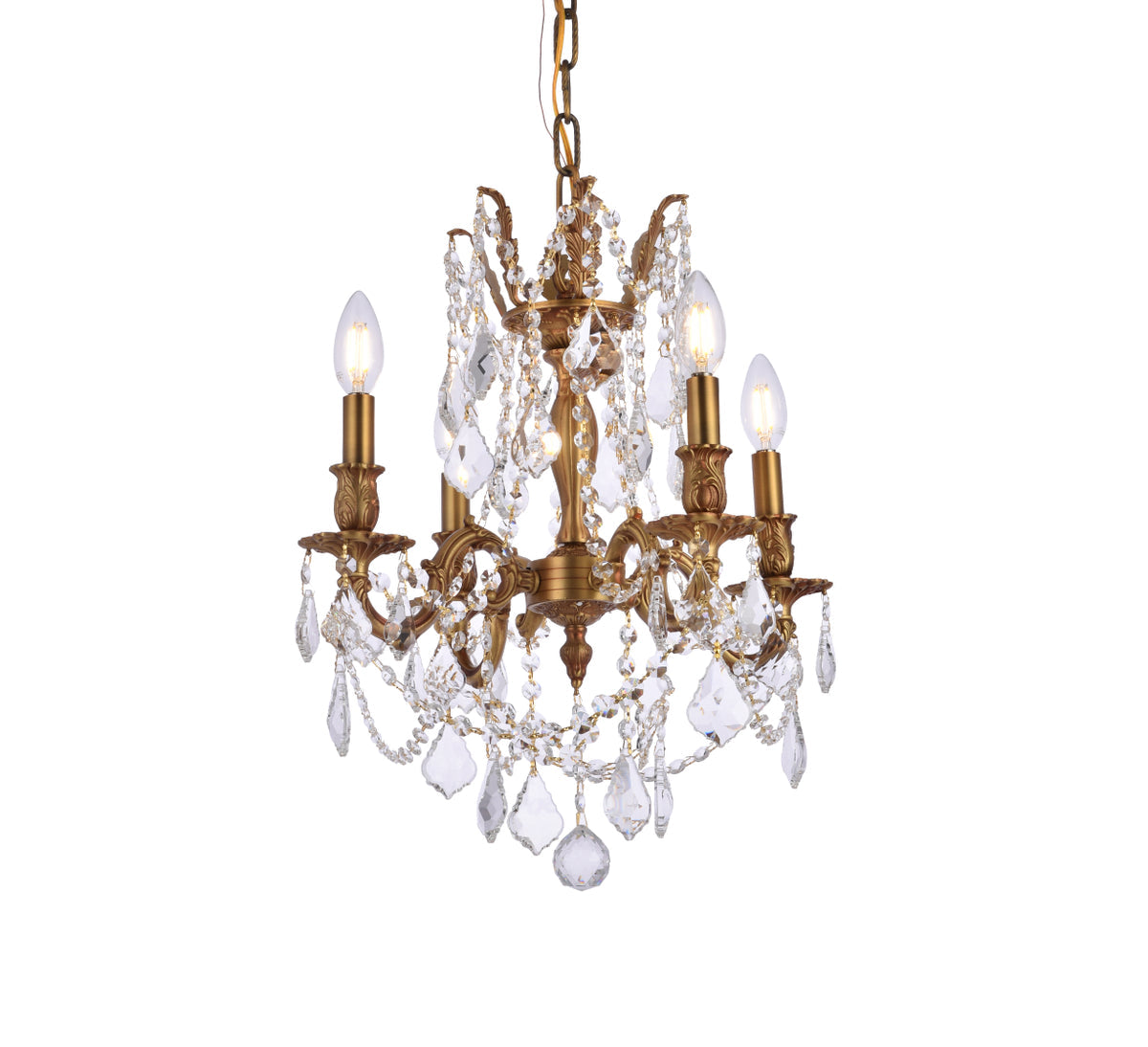 Rosalia 4 light French Gold Pendant Clear Royal Cut Crystal