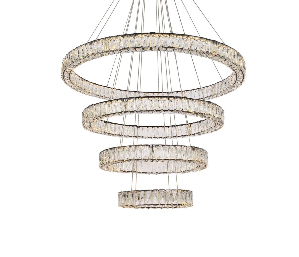 Monroe 41 inch LED four ring chandelier in black