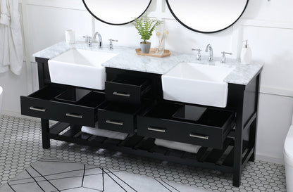 72 inch double bathroom vanity in black