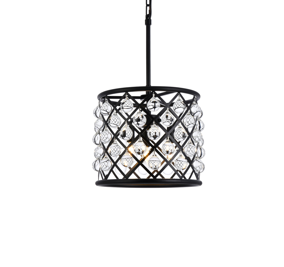Madison 3 light Matte Black Pendant Clear Royal Cut Crystal