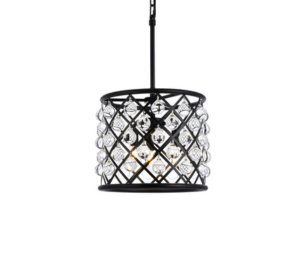 Madison 3 light Matte Black Pendant Clear Royal Cut Crystal