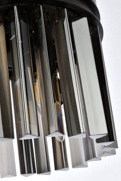 Sydney 3 light Matte Black Pendant Silver Shade (Grey) Royal Cut Crystal