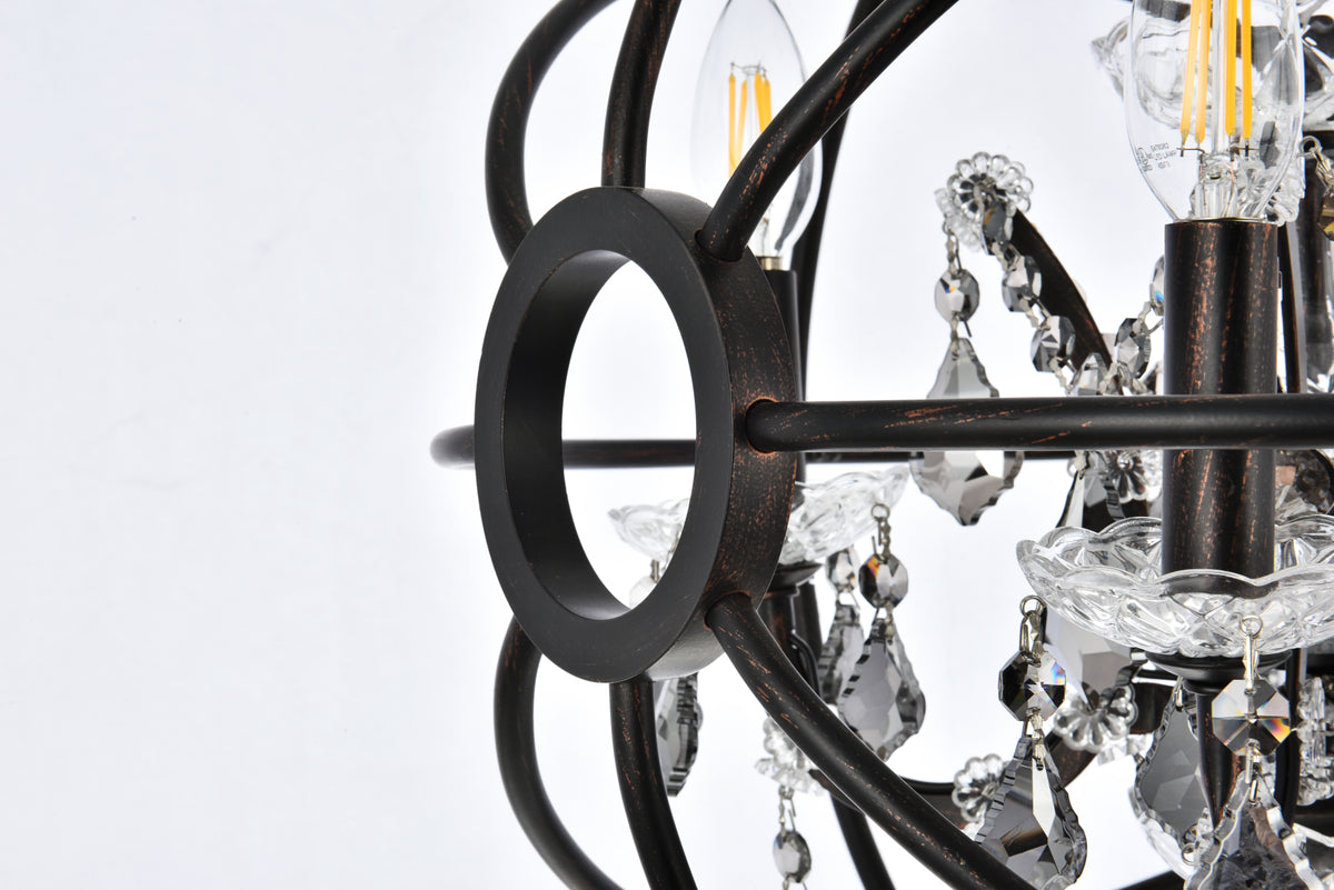 Geneva 4 light Dark Bronze Pendant Silver Shade (Grey) Royal Cut crystal