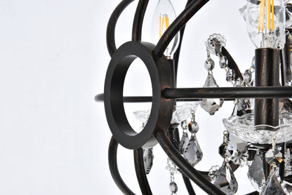 Geneva 4 light Dark Bronze Pendant Silver Shade (Grey) Royal Cut crystal