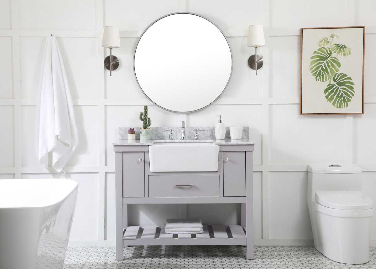 42 inch Single bathroom vanity in grey with backsplash