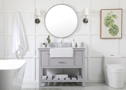 42 inch Single bathroom vanity in grey with backsplash