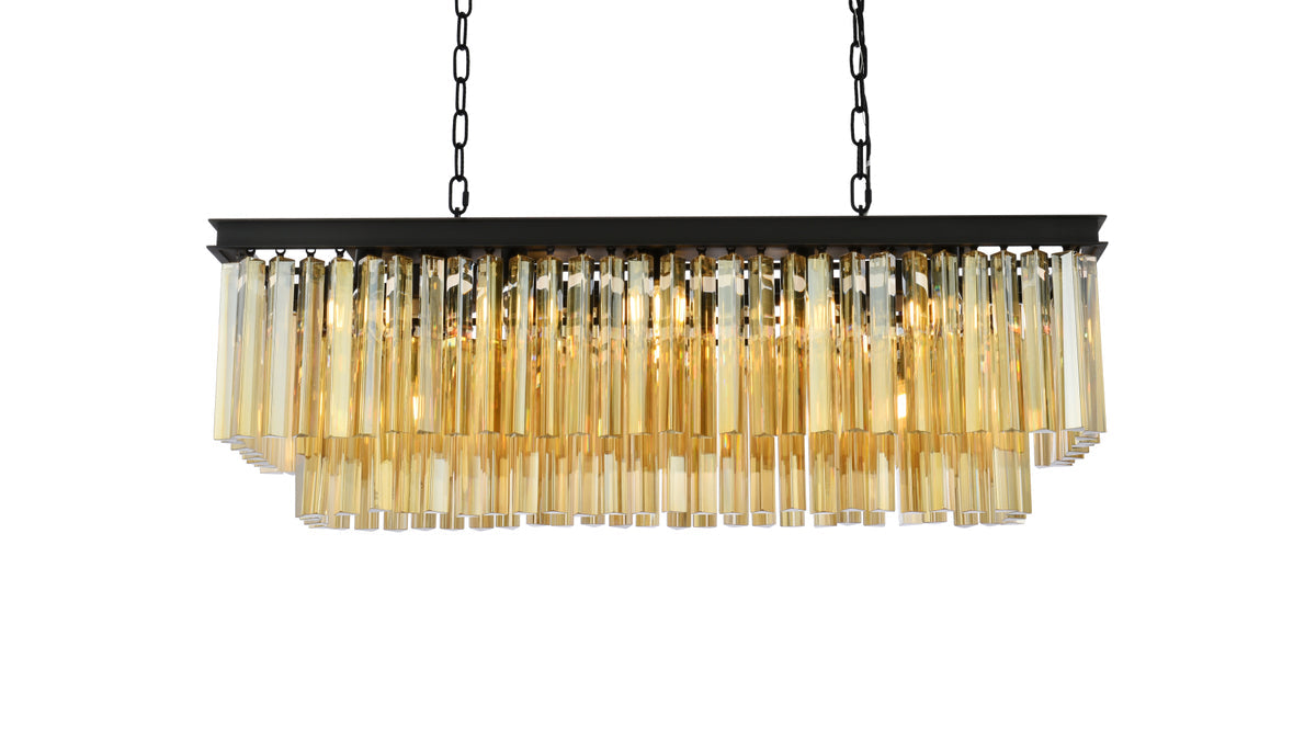 Sydney 12 light Matte Black Chandelier Golden Teak (Smoky) Royal Cut Crystal