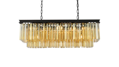 Sydney 12 light Matte Black Chandelier Golden Teak (Smoky) Royal Cut Crystal