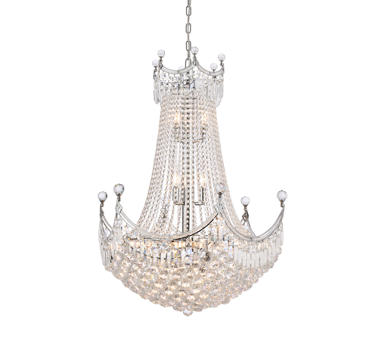 Corona 24 light Chrome Chandelier Clear Royal Cut Crystal