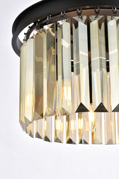 Sydney 3 light Matte Black Pendant Golden Teak (Smoky) Royal Cut Crystal