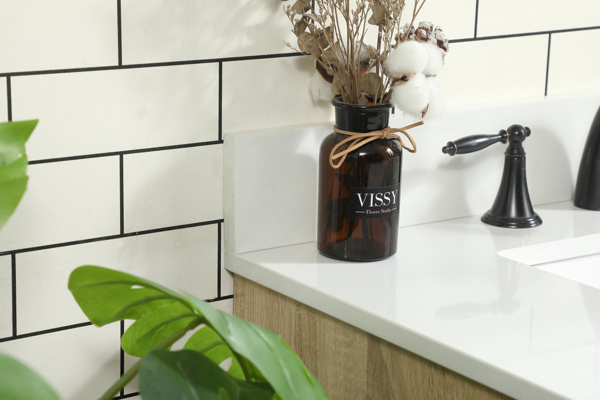 30 inch Single bathroom vanity in mango wood with backsplash