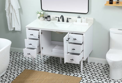 48 inch Single bathroom vanity in white with backsplash