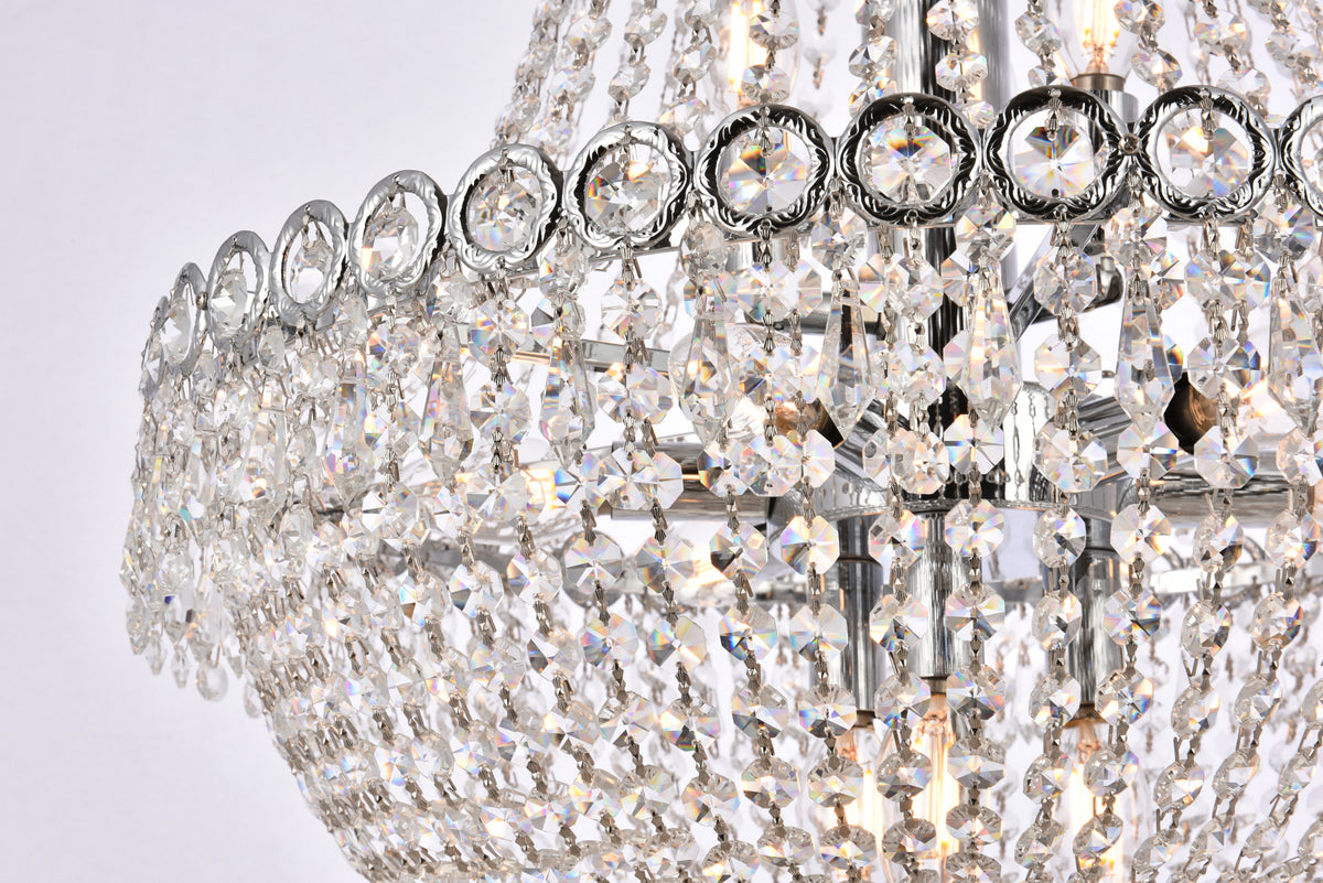 Century 12 light Chrome Chandelier Clear Royal Cut Crystal