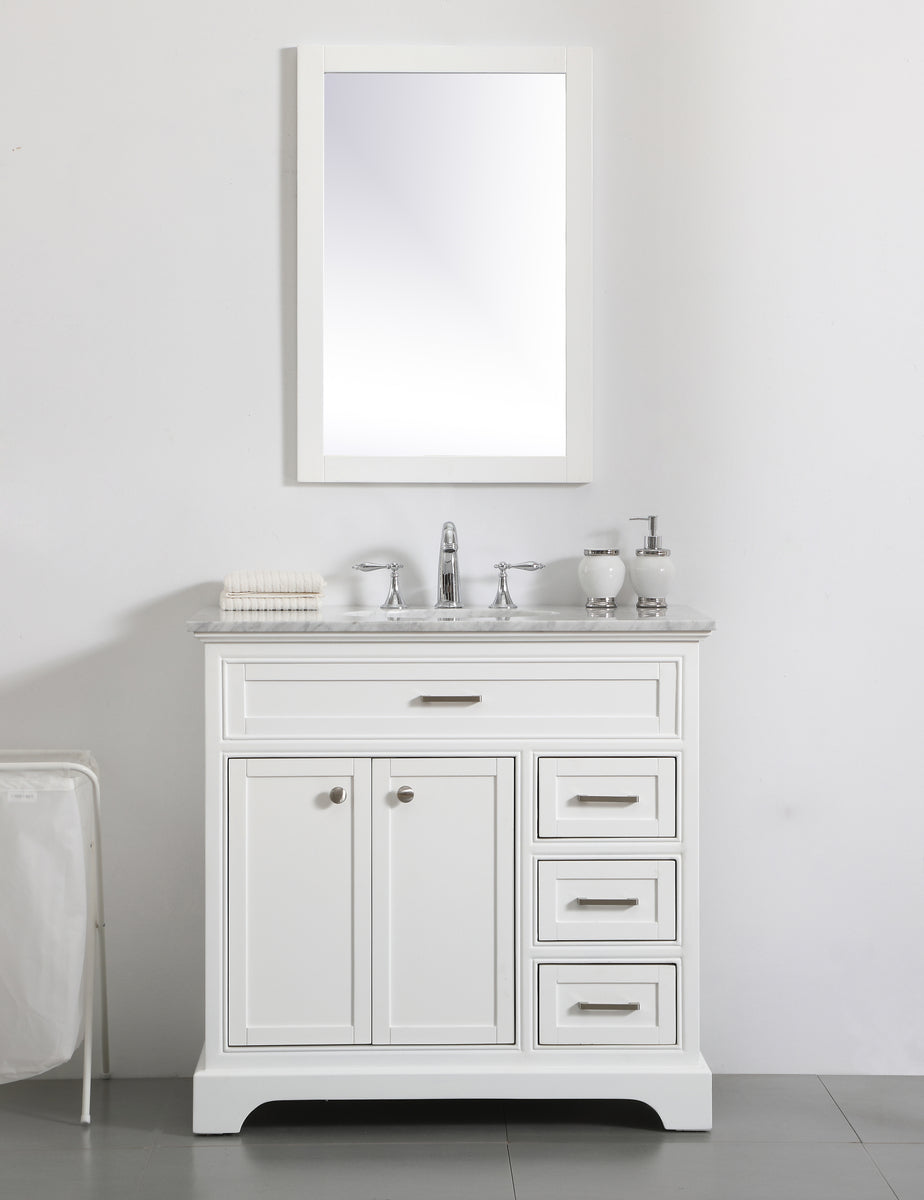 36 In. Single Bathroom Vanity Set In White