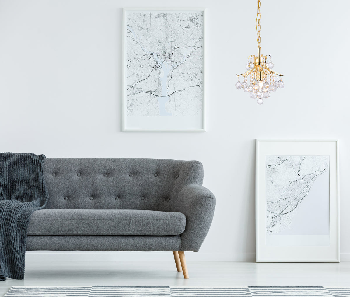 Toureg 3 light Gold Pendant Clear Royal Cut Crystal