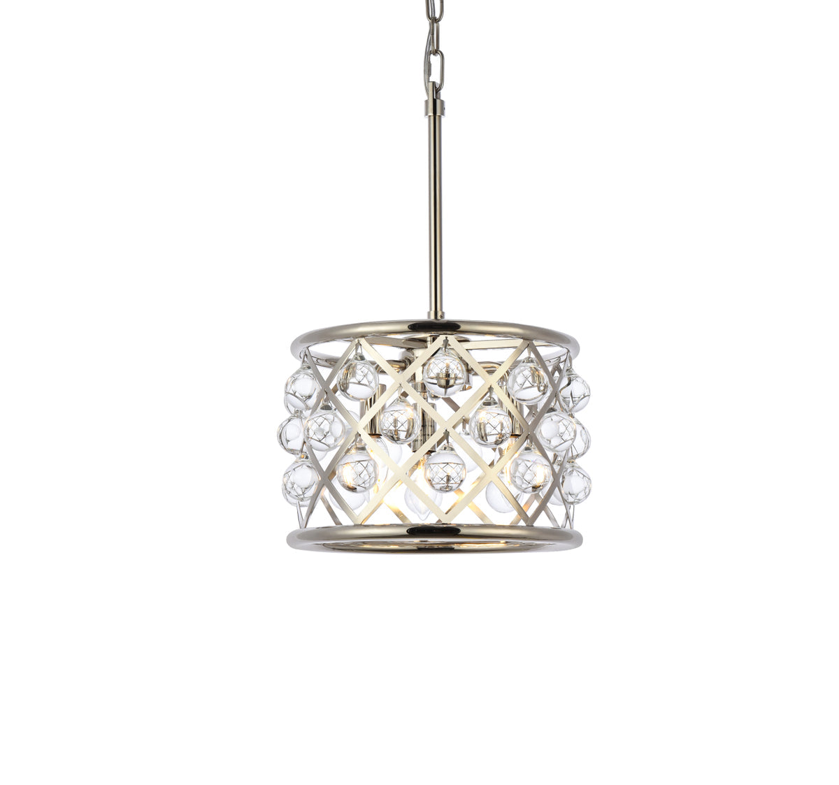Madison 3 light polished Nickel Pendant Clear Royal Cut Crystal