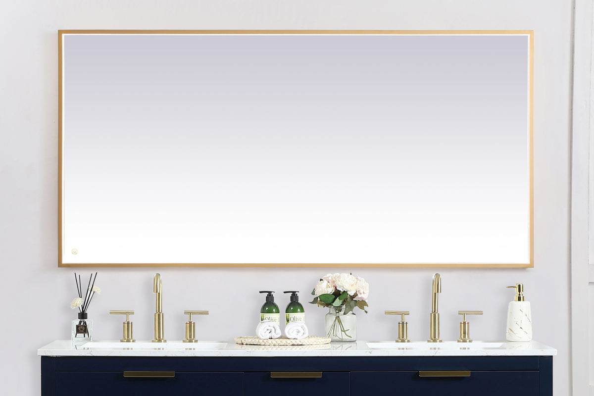 Pier 36x72 inch LED mirror with adjustable color temperature 3000K/4200K/6400K in brass