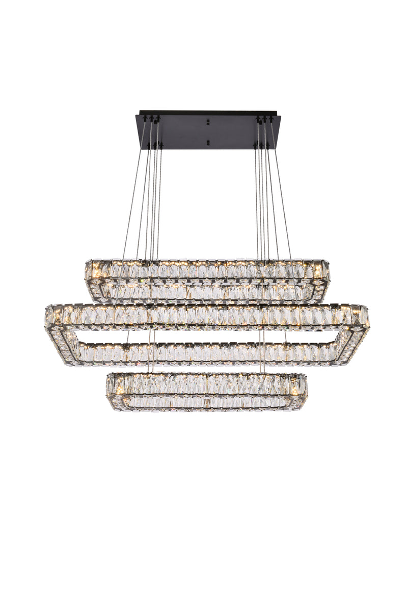 Monroe 42 inch LED triple rectangle pendant in black