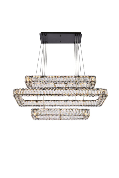 Monroe 42 inch LED triple rectangle pendant in black
