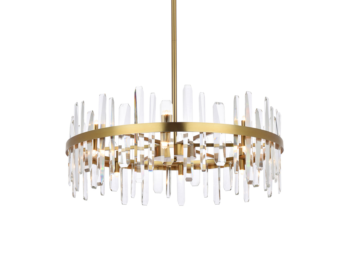 Serena 32 inch crystal round chandelier in satin gold