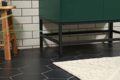 30 inch Single bathroom vanity in green with backsplash