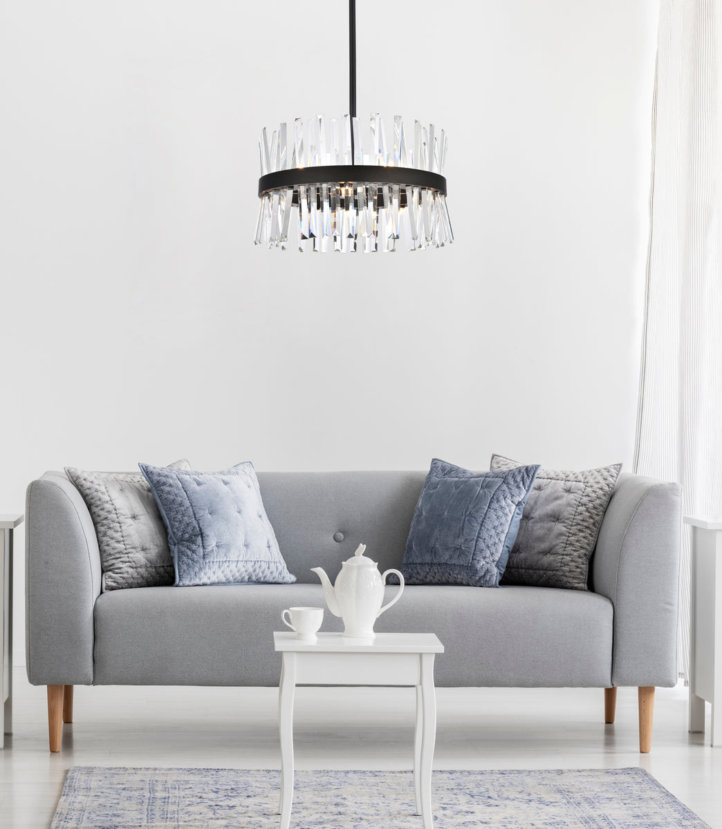 Serephina 20 inch crystal round pendant light in black