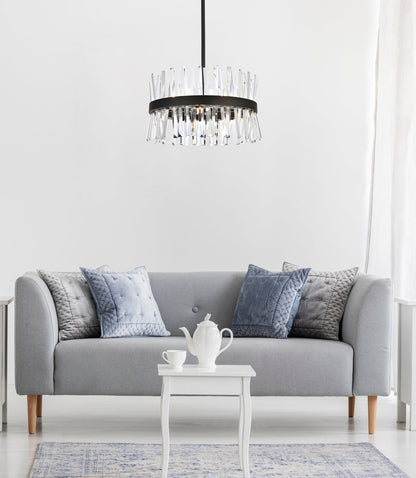 Serephina 20 inch crystal round pendant light in black