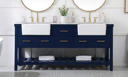 72 inch double bathroom vanity in blue