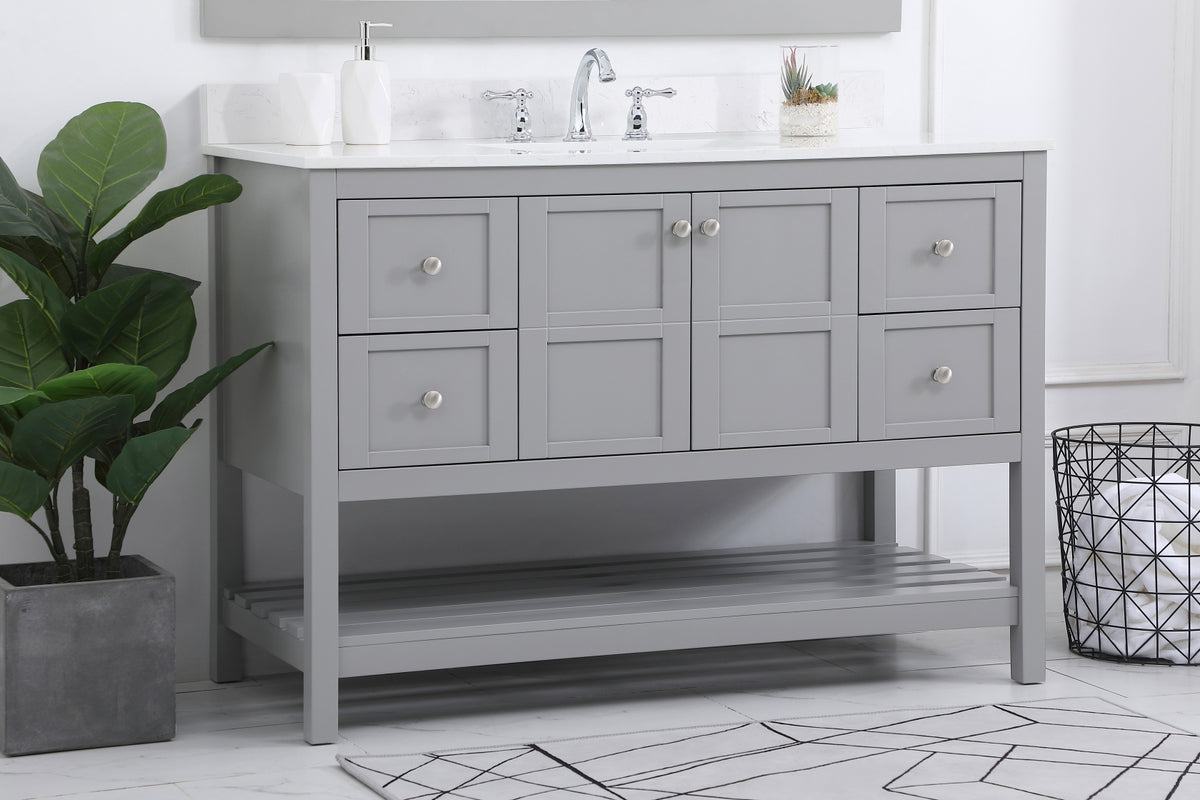 48 inch Single Bathroom Vanity in Gray with Backsplash