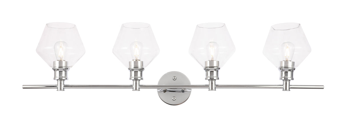 Gene 4 light Chrome and Clear glass Wall sconce