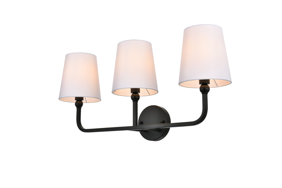 Colson 3 light Black and Clear Bath Sconce