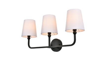 Colson 3 light Black and Clear Bath Sconce