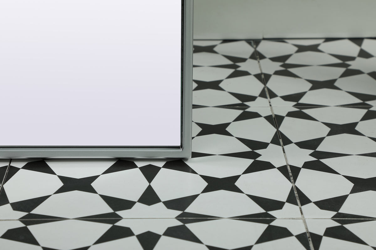 Metal Frame Arch Full Length Mirror 32x76 Inch in Silver