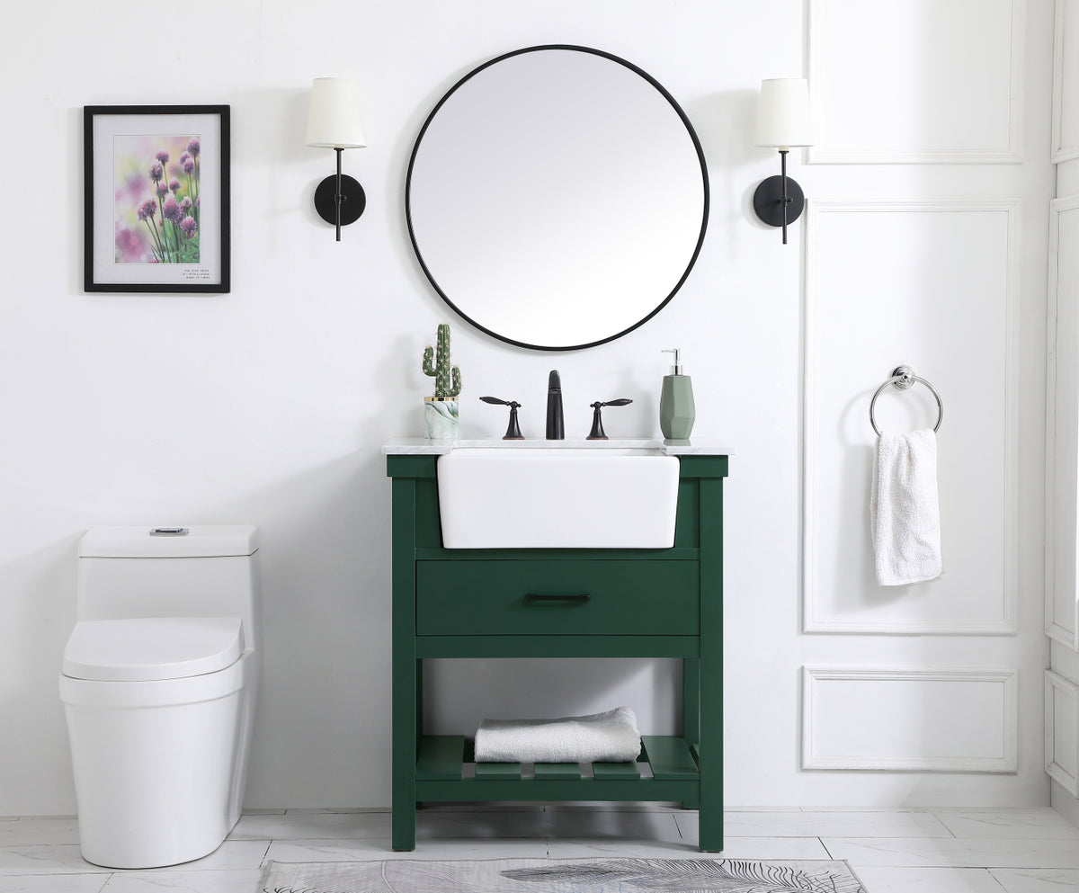 30 inch Single bathroom vanity in green