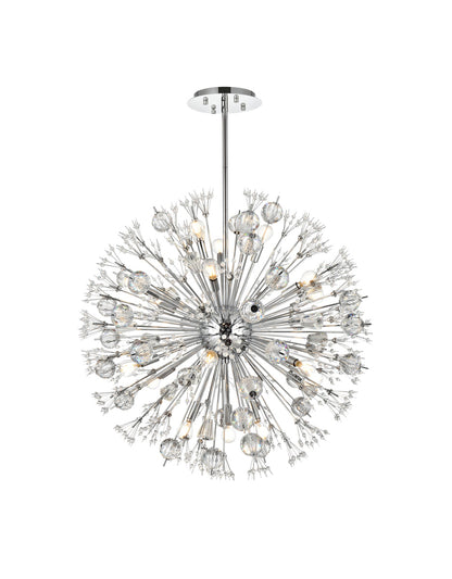 Vera 32 inch crystal starburst round pendant in chrome