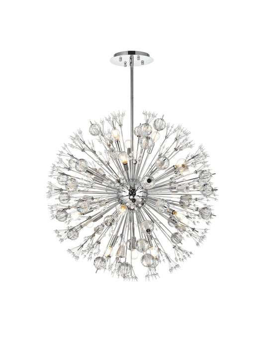 Vera 32 inch crystal starburst round pendant in chrome