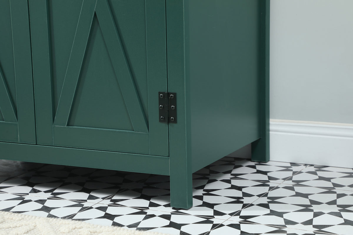 30 inch Single bathroom vanity in green with backsplash