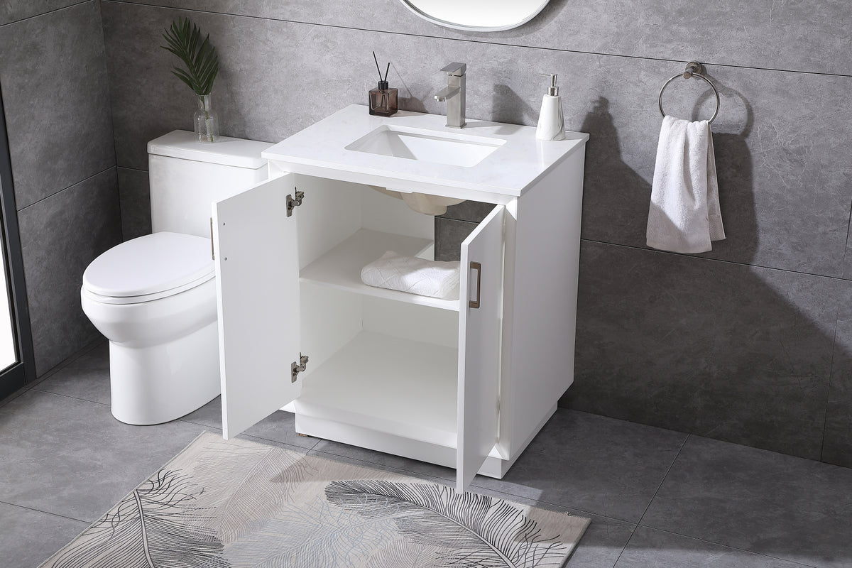 30 Inch SIngle Bathroom Vanity In White